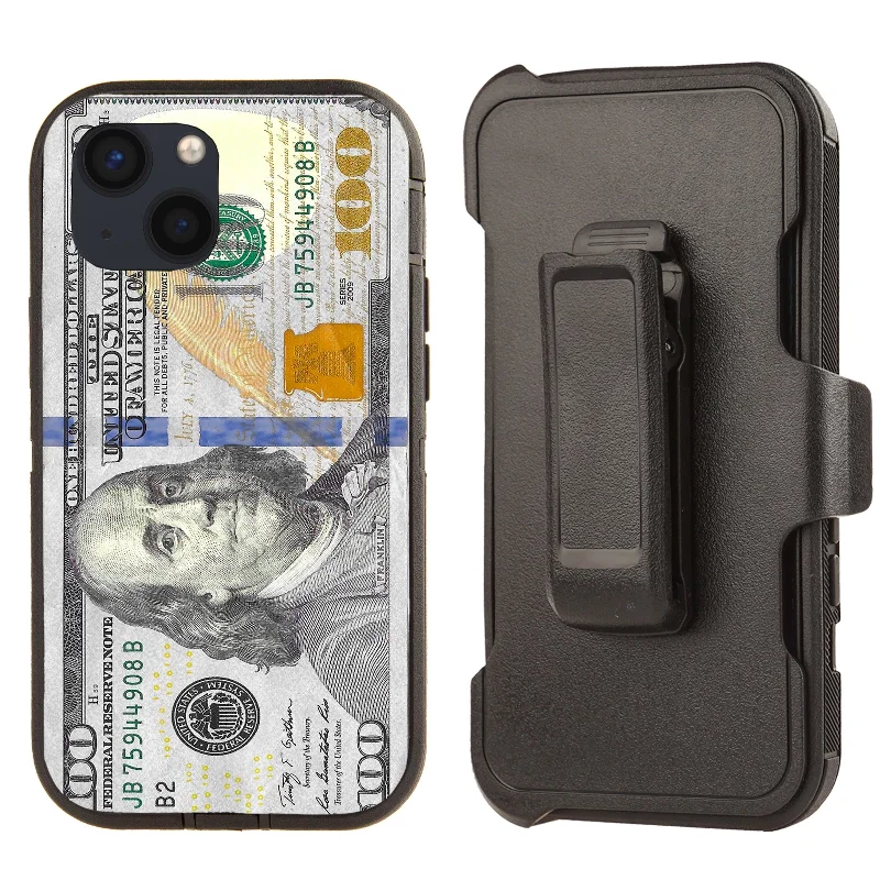 Rugged Shockproof Case with clip for Apple iPhone 13/14 Money