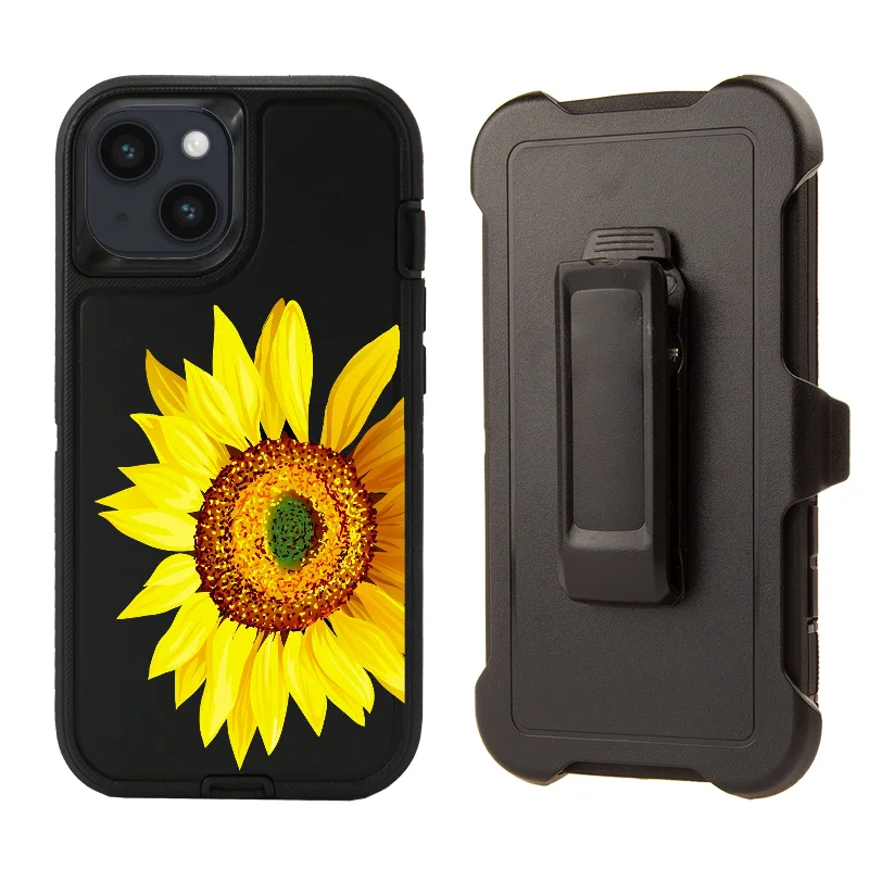 Shockproof Case for Apple iPhone 16 pro Cover Rugged Heavy Duty Sunflower